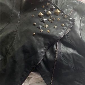 Bcbg cropped leather jacket with studds